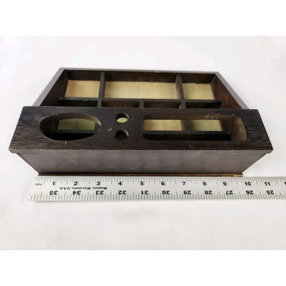 1972 Royal London vtg Wood Valet Jewelry Keys Rings Dresser Desk Organizer japan